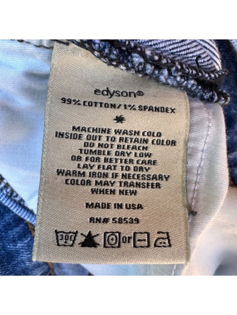 Edyson Womens Flare-Leg Denim Jeans Size 24 Blue 99% Cotton 1% Spandex Made In - Picture 3 of 13
